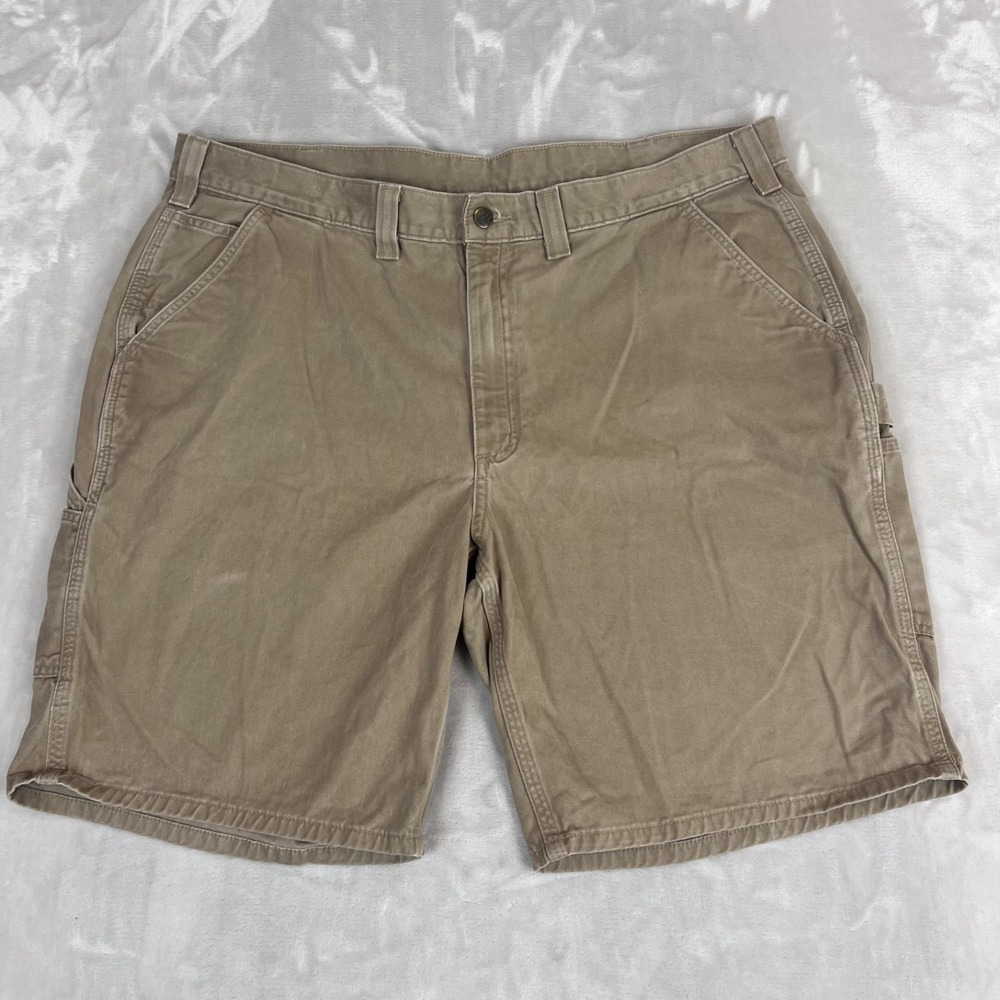Carhartt Shorts Mens 42 Tan Canvas Relaxed Fit Rugby Carpenter Workwear Utility